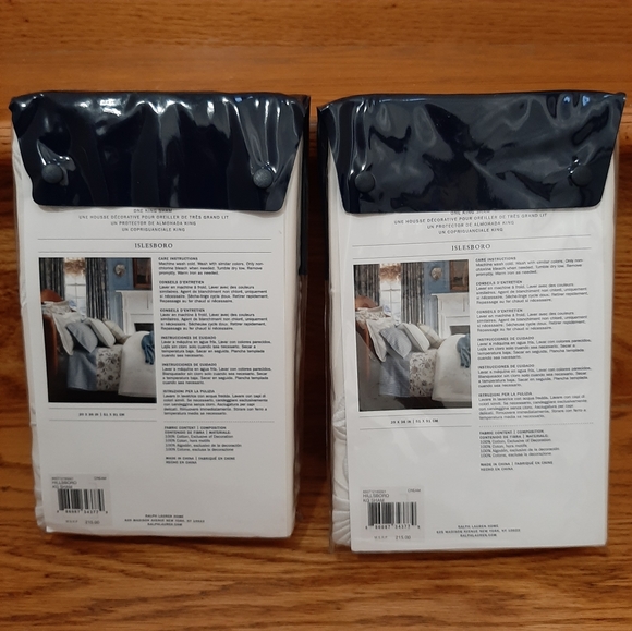 Ralph Lauren KING Islesboro Hillsboro Shams MSRP $430 Cream - Picture 11 of 14